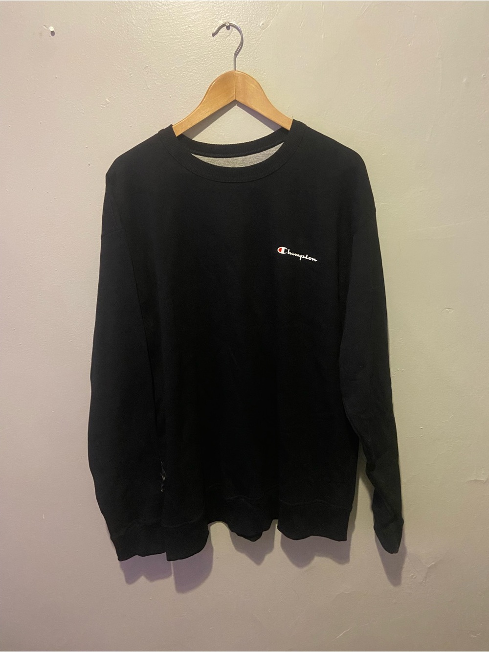 Champion Black Crewneck Sweatshirt with Small Script Logo